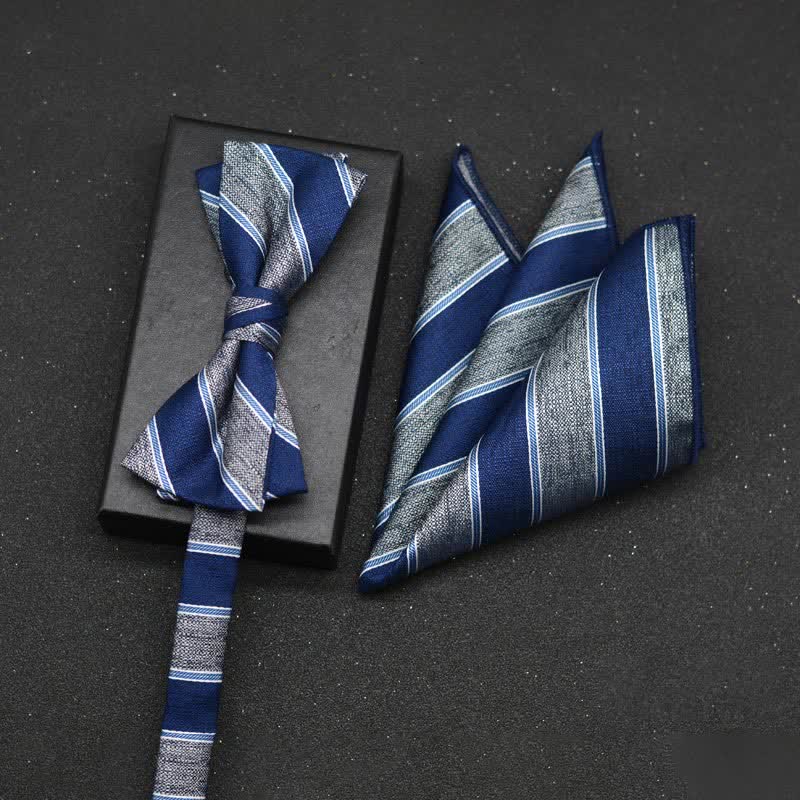 2Pcs Men's Elegant Floral Bow Tie Handkerchief Set - Image 13