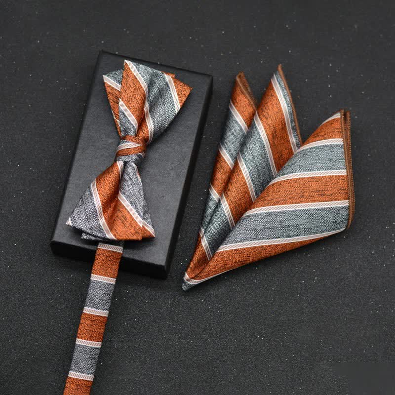 2Pcs Men's Elegant Floral Bow Tie Handkerchief Set - Image 14