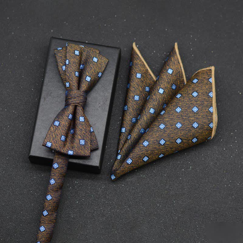 2Pcs Men's Elegant Floral Bow Tie Handkerchief Set - Image 18