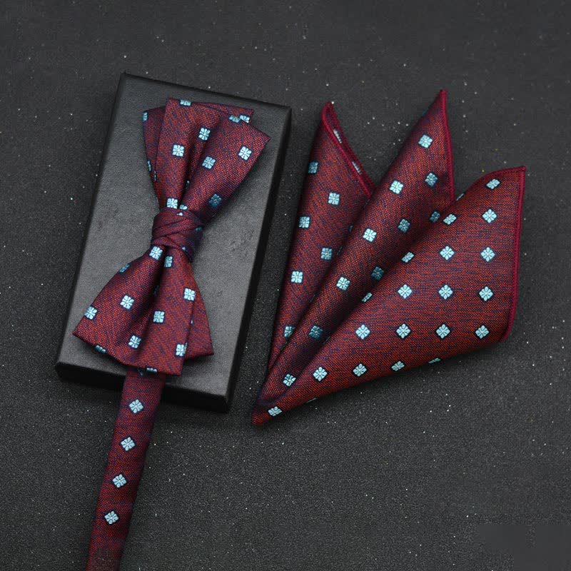 2Pcs Men's Elegant Floral Bow Tie Handkerchief Set - Image 19