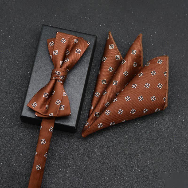 2Pcs Men's Elegant Floral Bow Tie Handkerchief Set - Image 21