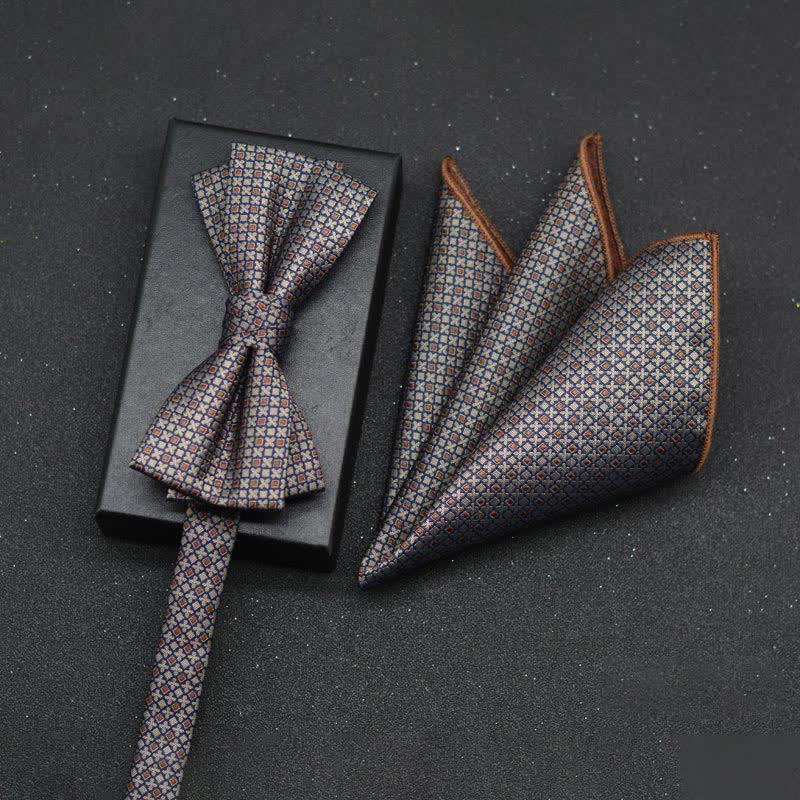 2Pcs Men's Elegant Floral Bow Tie Handkerchief Set - Image 24
