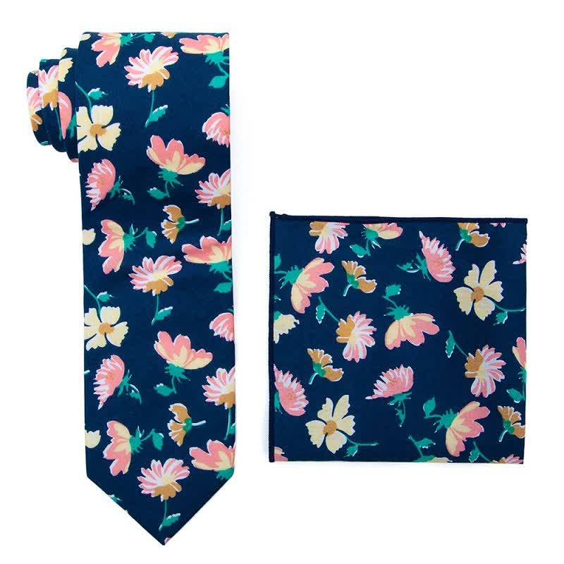 2Pcs Men's Literary Art Floral Necktie Set - Image 5