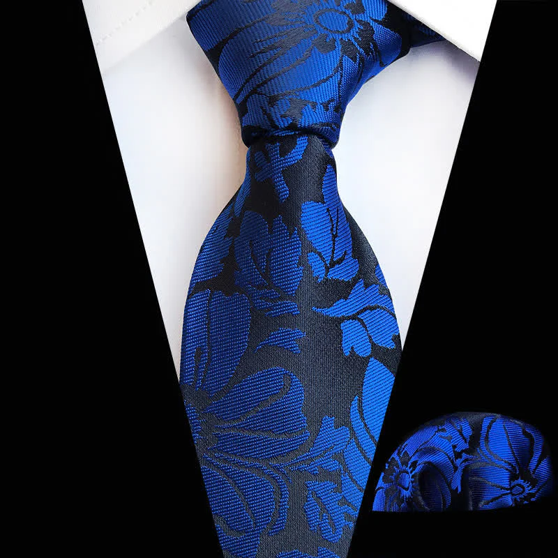 2Pcs Men's Garden Leaves Floral Necktie Set - Image 3