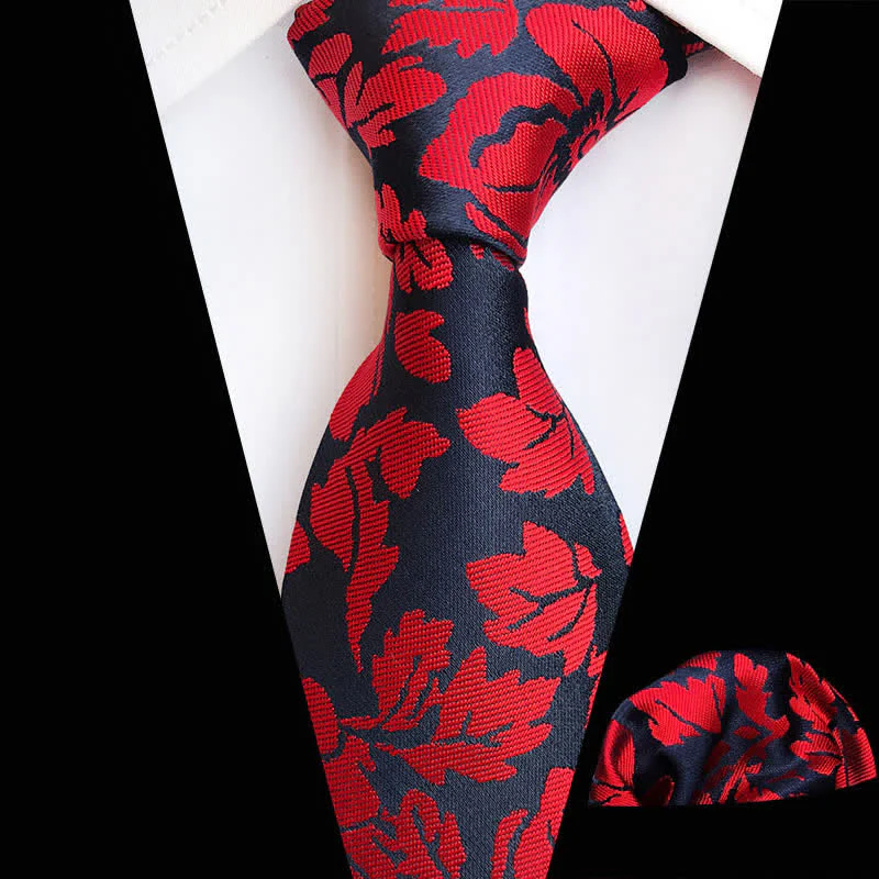2Pcs Men's Garden Leaves Floral Necktie Set - Image 7