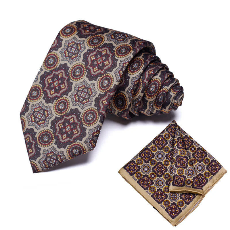 2Pcs Men's Geometrical Paisley Handkerchief Necktie Set - Image 27