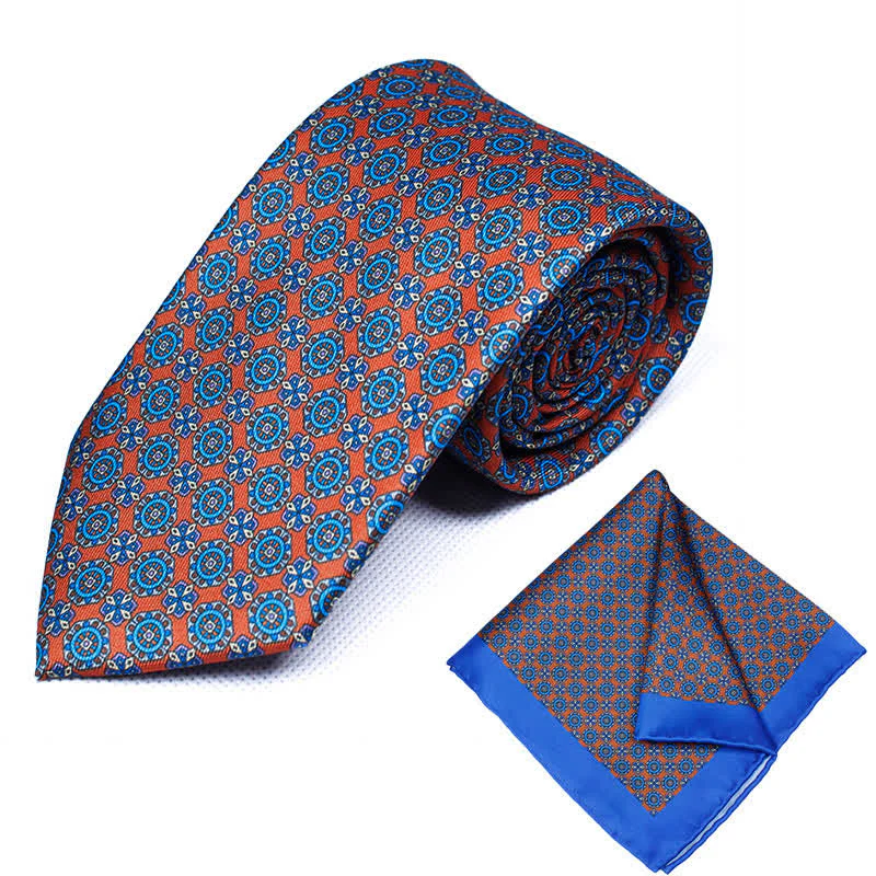 2Pcs Men's Geometrical Paisley Handkerchief Necktie Set - Image 6