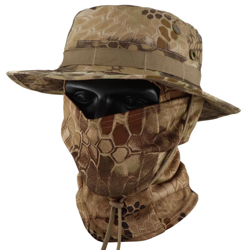2Pcs Men's Head Cover Face Mask Camouflage Tactical Bucket Hat - Image 13