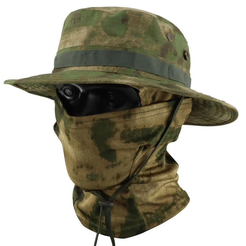 2Pcs Men's Head Cover Face Mask Camouflage Tactical Bucket Hat - Image 17