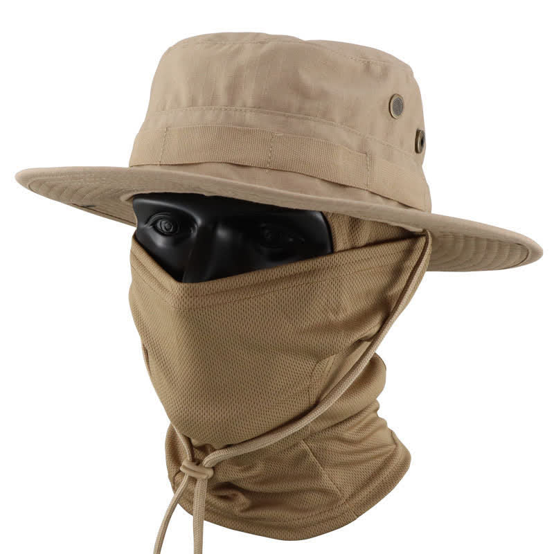 2Pcs Men's Head Cover Face Mask Camouflage Tactical Bucket Hat - Image 22