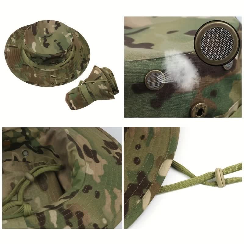 2Pcs Men's Head Cover Face Mask Camouflage Tactical Bucket Hat - Image 6