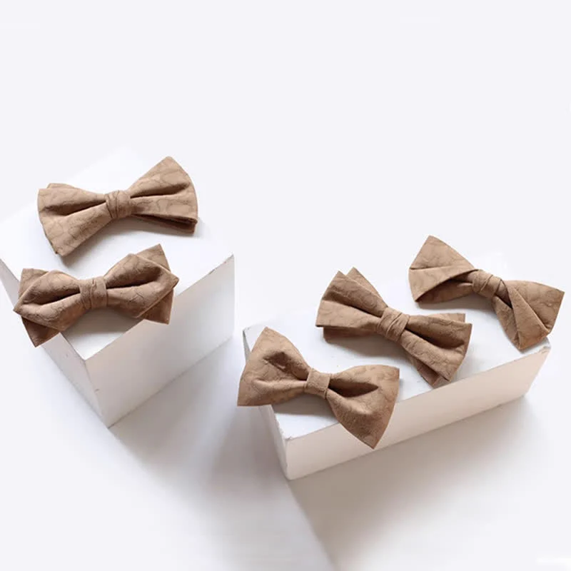 Men's Khaki Vine Grain Bow Tie - Image 3
