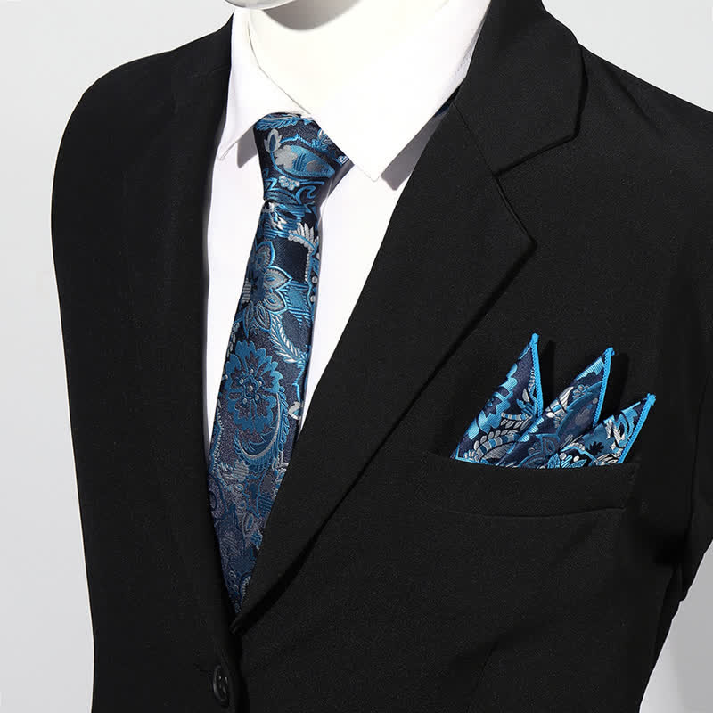 2Pcs Men's Luxury Paisley Pocket Square Necktie Set - Image 11