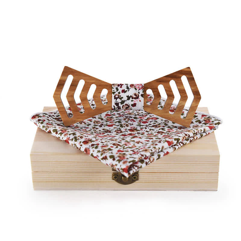 2Pcs Men's Novelty Cutout Regular Shape Wooden Bow Tie Set - Image 10