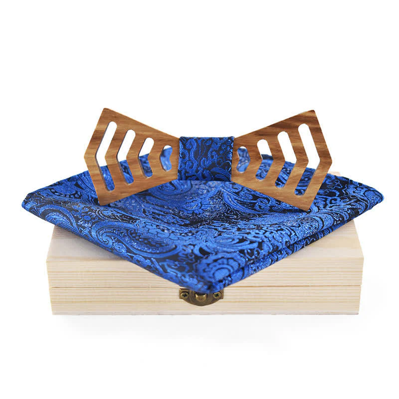 2Pcs Men's Novelty Cutout Regular Shape Wooden Bow Tie Set - Image 11