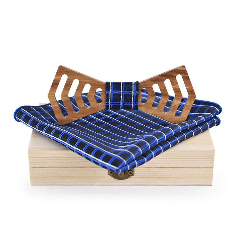2Pcs Men's Novelty Cutout Regular Shape Wooden Bow Tie Set - Image 7