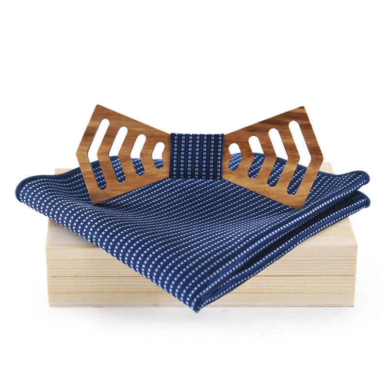 2Pcs Men's Novelty Cutout Regular Shape Wooden Bow Tie Set - Image 9