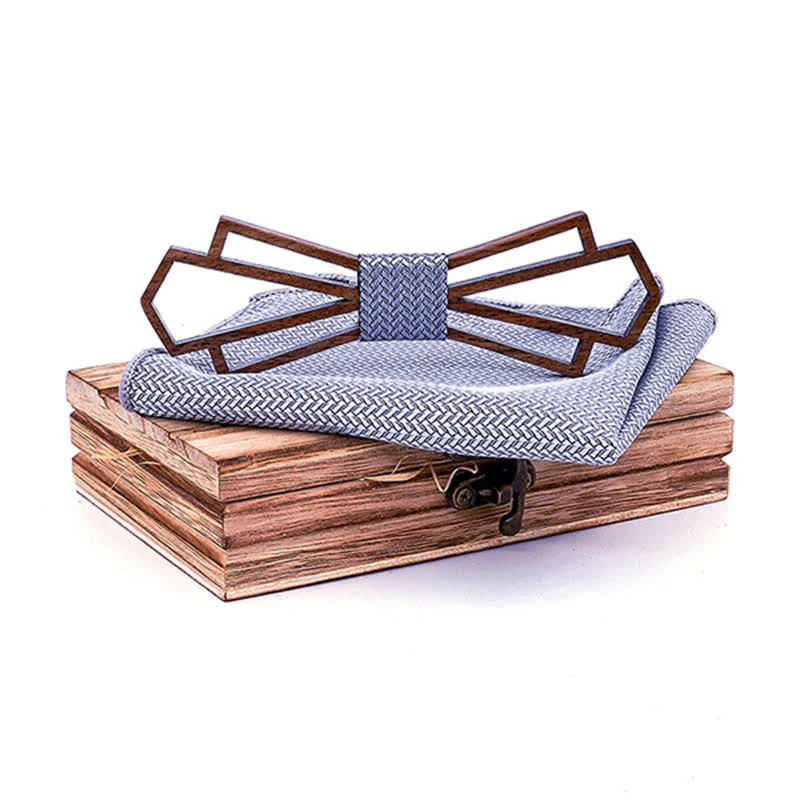 2Pcs Men's Novelty Hollow Wooden Bow Tie Set - Image 10