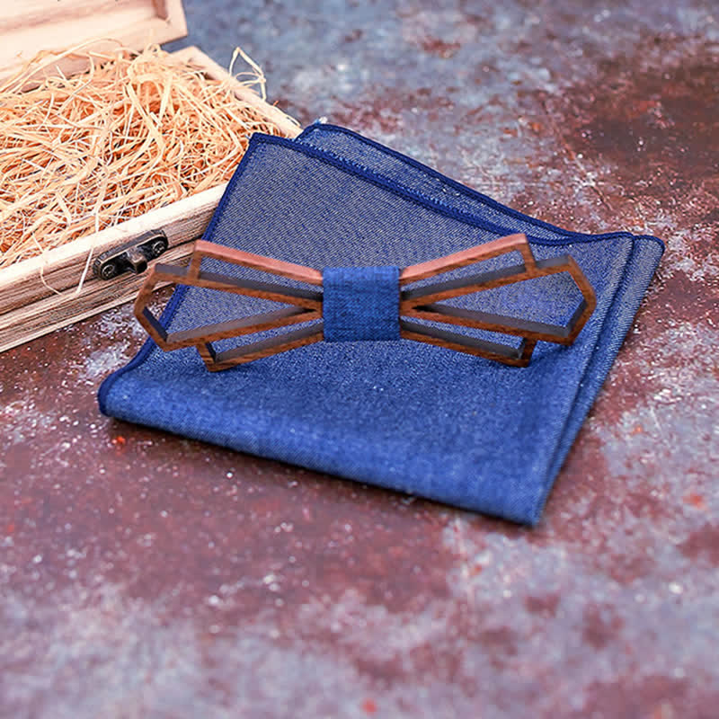 2Pcs Men's Novelty Hollow Wooden Bow Tie Set - Image 3