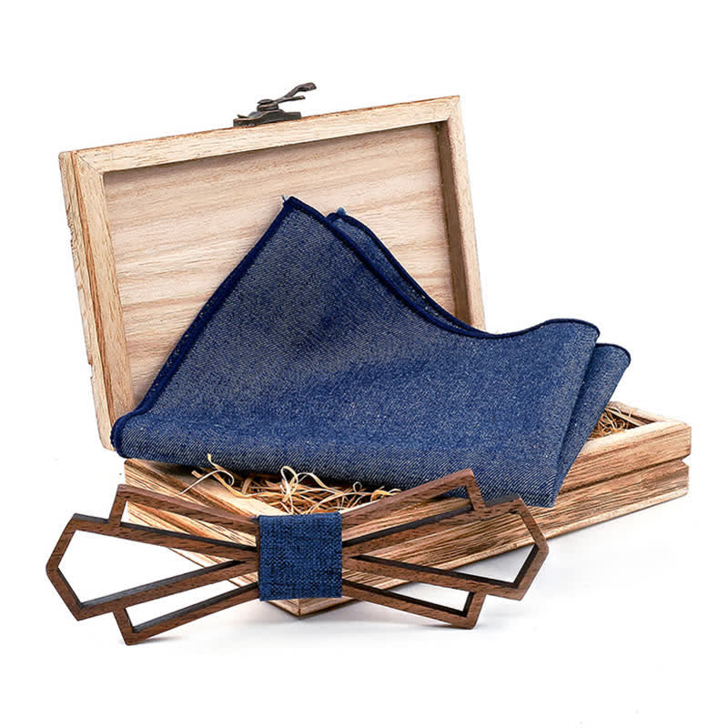 2Pcs Men's Novelty Hollow Wooden Bow Tie Set - Image 4