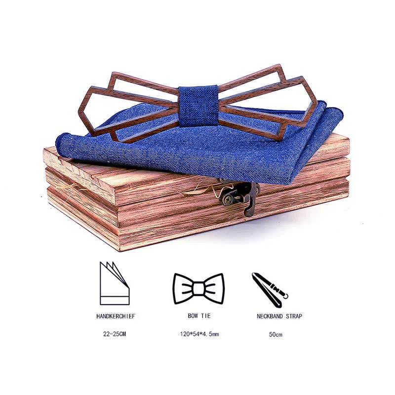 2Pcs Men's Novelty Hollow Wooden Bow Tie Set - Image 5