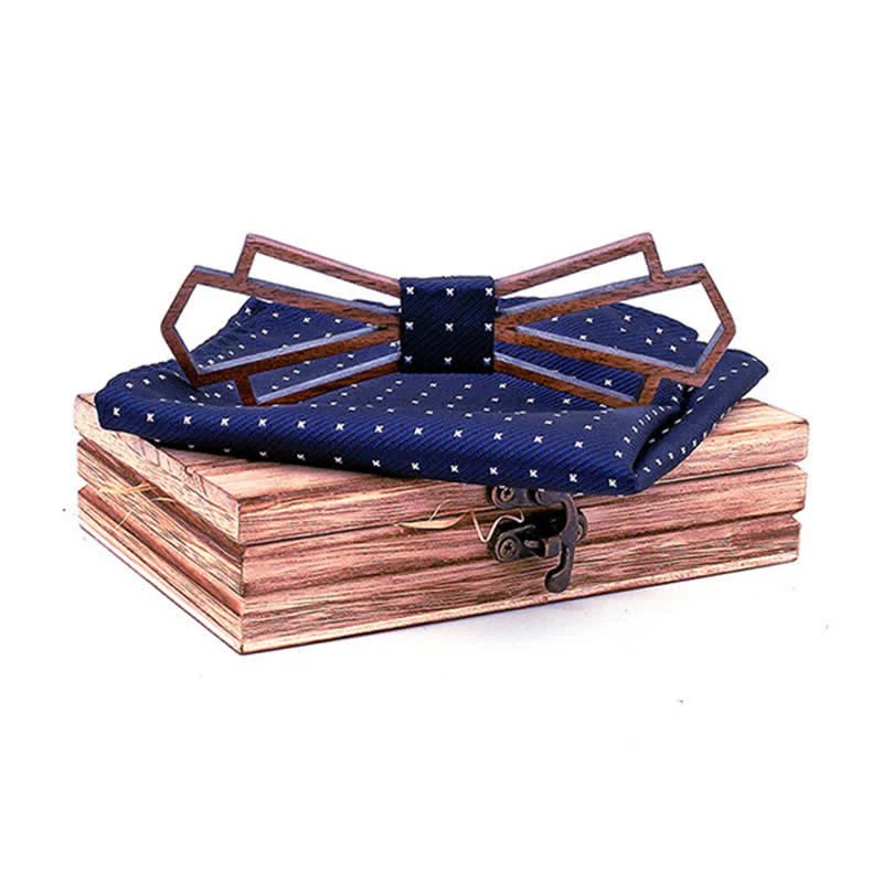 2Pcs Men's Novelty Hollow Wooden Bow Tie Set - Image 8