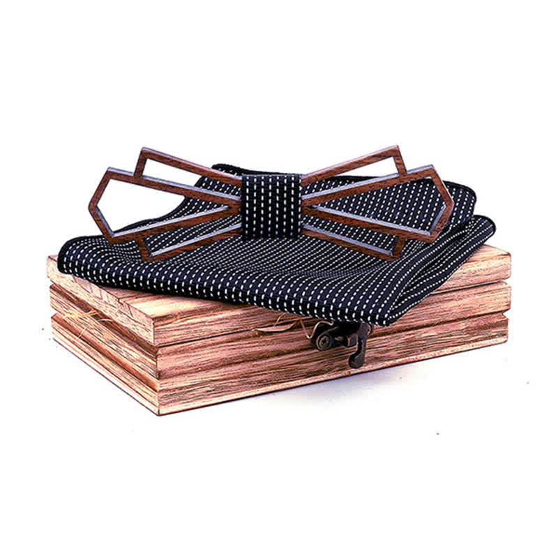 2Pcs Men's Novelty Hollow Wooden Bow Tie Set - Image 9