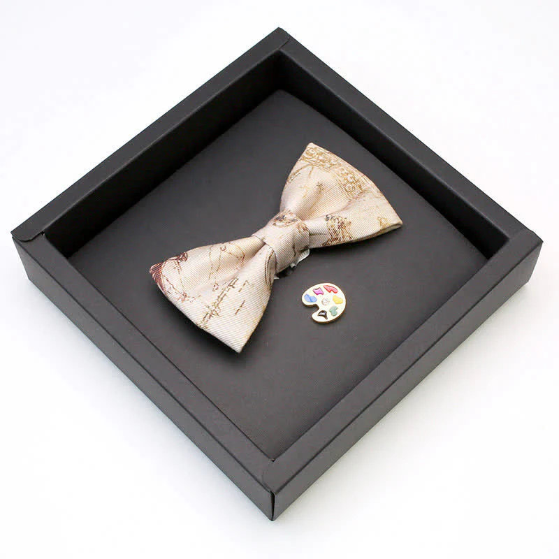 2Pcs Men's Painting Manuscript Palette Brooch Bow Tie Set - Image 2