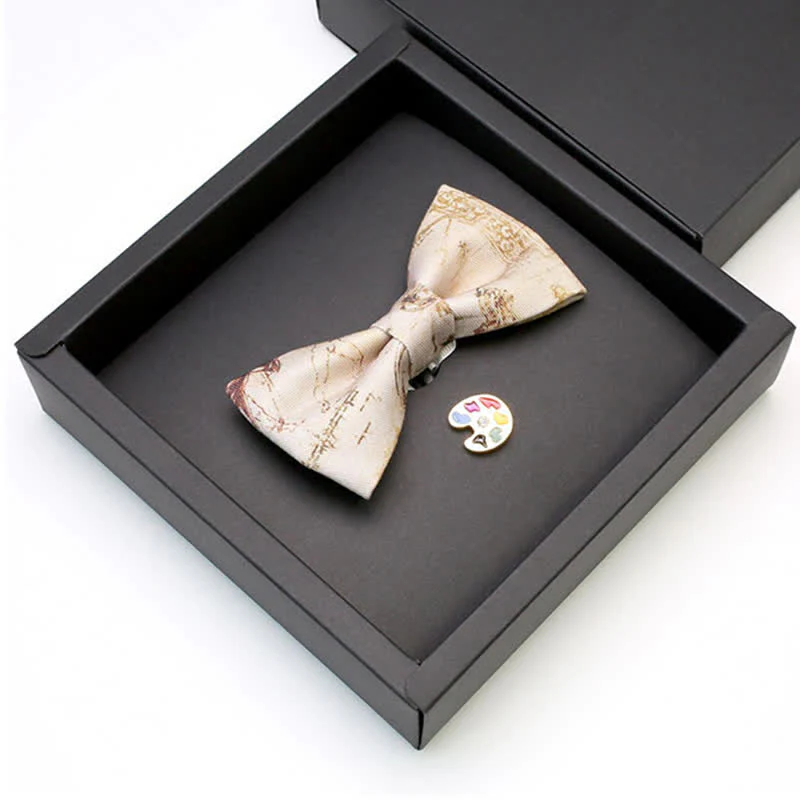 2Pcs Men's Painting Manuscript Palette Brooch Bow Tie Set - Image 3