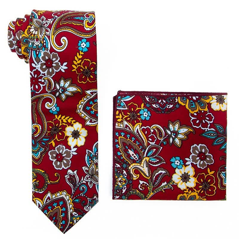 2Pcs Men's Paisley Floral Necktie Set - Image 2