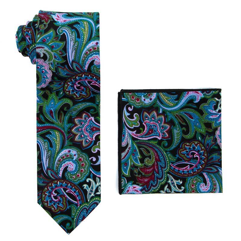 2Pcs Men's Paisley Floral Necktie Set - Image 3