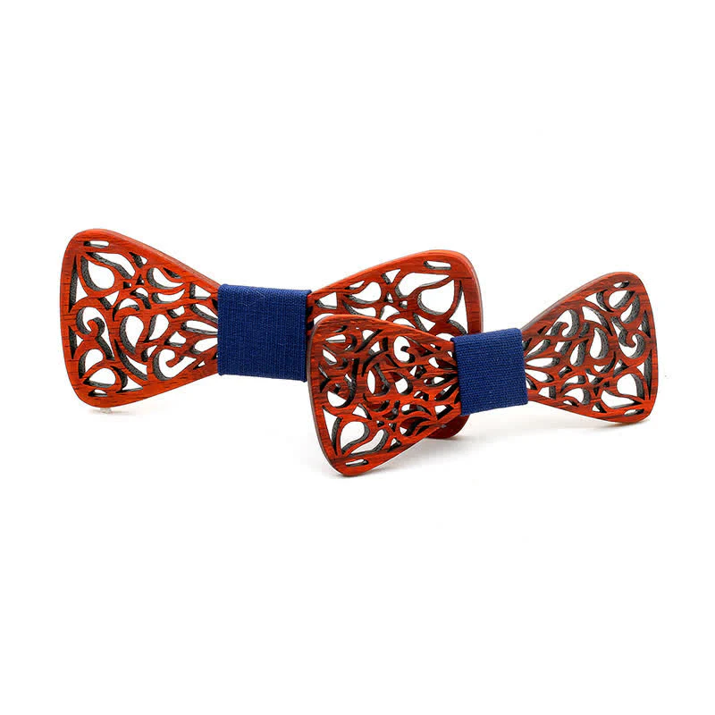 2Pcs Men's Parent-child Hollow Wooden Bow Tie - Image 13
