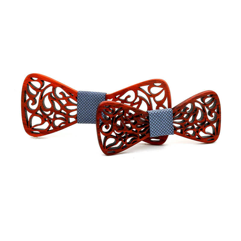 2Pcs Men's Parent-child Hollow Wooden Bow Tie - Image 17