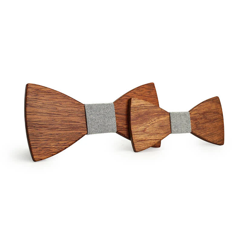2Pcs Men's Parent-child Natural Solid Wooden Bow Tie Set - Image 10