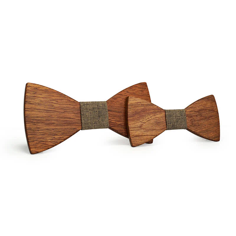 2Pcs Men's Parent-child Natural Solid Wooden Bow Tie Set - Image 11