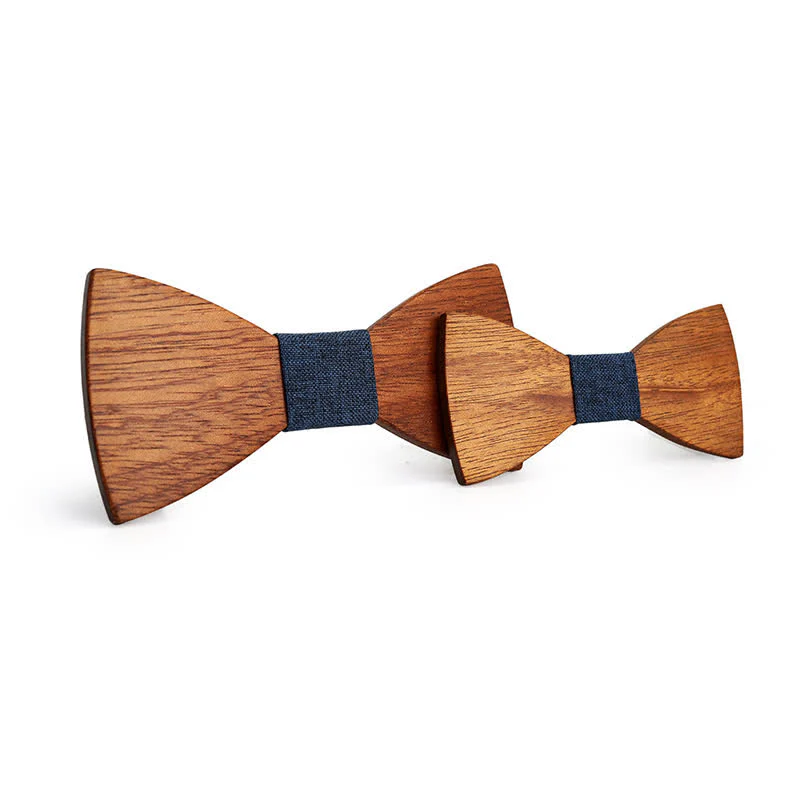 2Pcs Men's Parent-child Natural Solid Wooden Bow Tie Set - Image 12