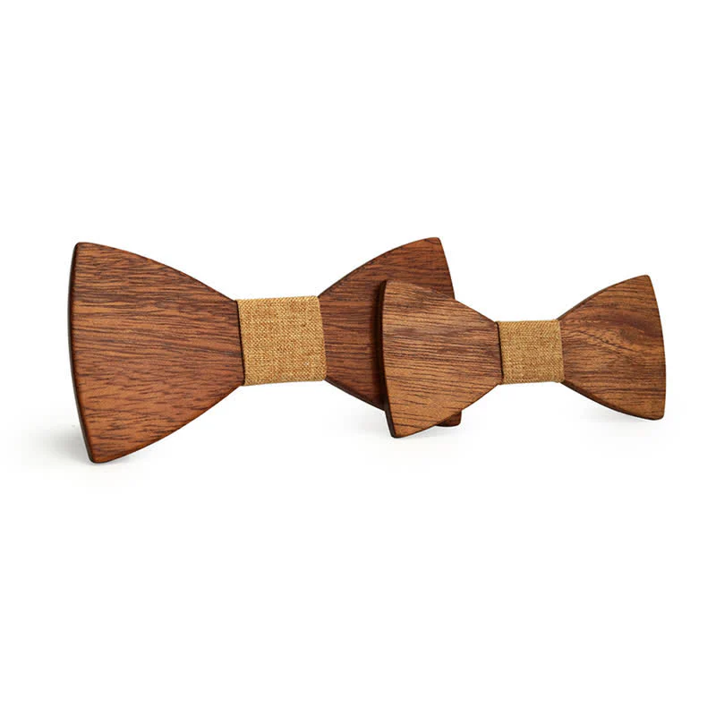 2Pcs Men's Parent-child Natural Solid Wooden Bow Tie Set - Image 13