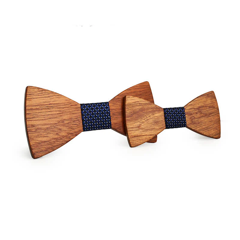2Pcs Men's Parent-child Natural Solid Wooden Bow Tie Set - Image 3