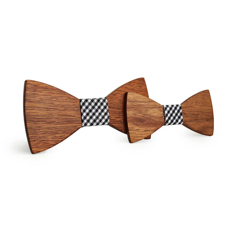 2Pcs Men's Parent-child Natural Solid Wooden Bow Tie Set - Image 4