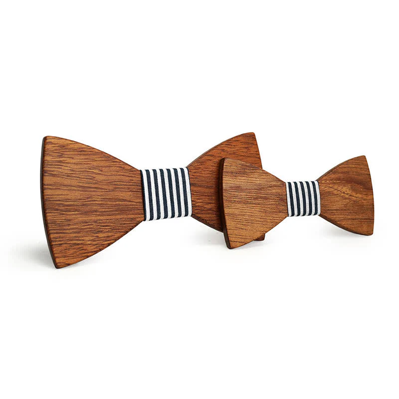 2Pcs Men's Parent-child Natural Solid Wooden Bow Tie Set - Image 5