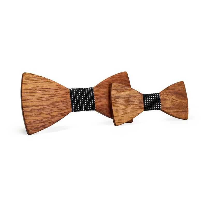 2Pcs Men's Parent-child Natural Solid Wooden Bow Tie Set - Image 6
