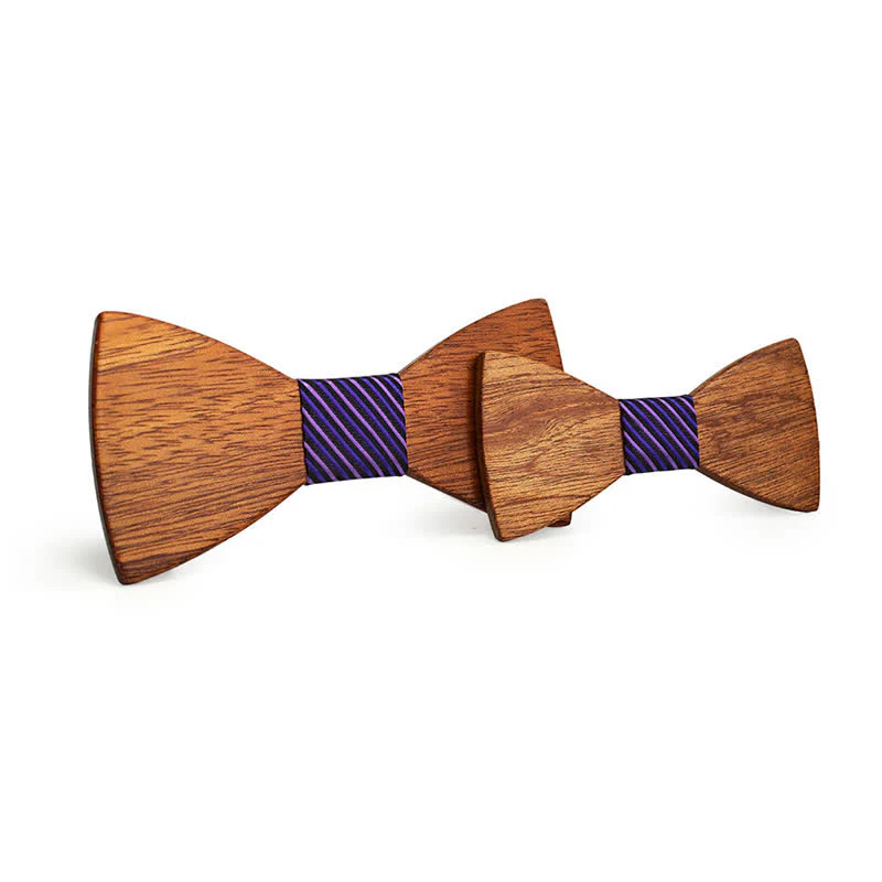 2Pcs Men's Parent-child Natural Solid Wooden Bow Tie Set - Image 7