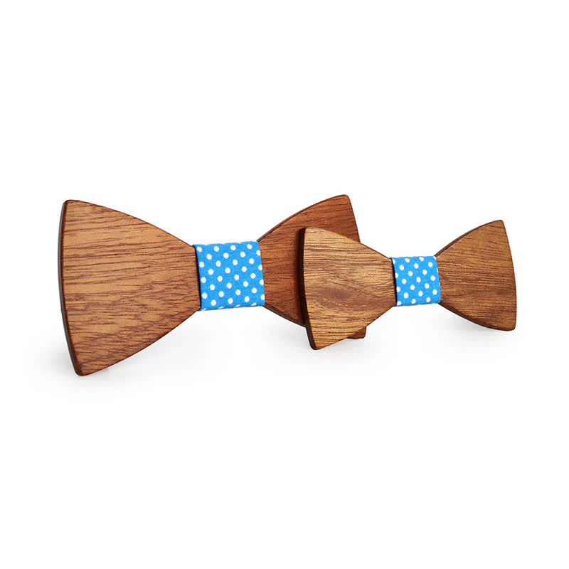 2Pcs Men's Parent-child Natural Solid Wooden Bow Tie Set - Image 8