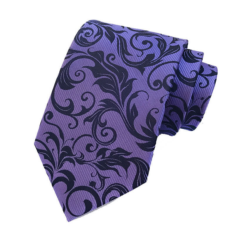2Pcs Men's Plant Swirl Floral Necktie Set - Image 14