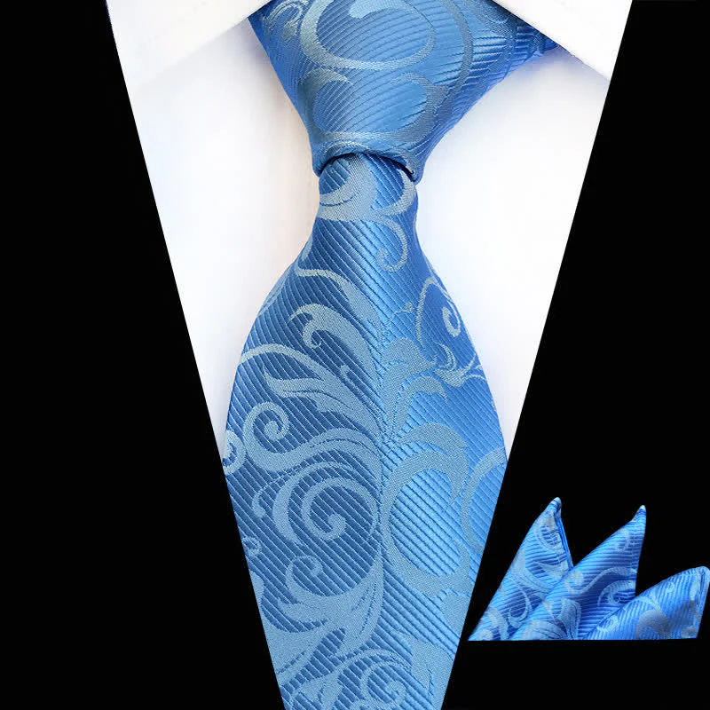 2Pcs Men's Plant Swirl Floral Necktie Set - Image 15