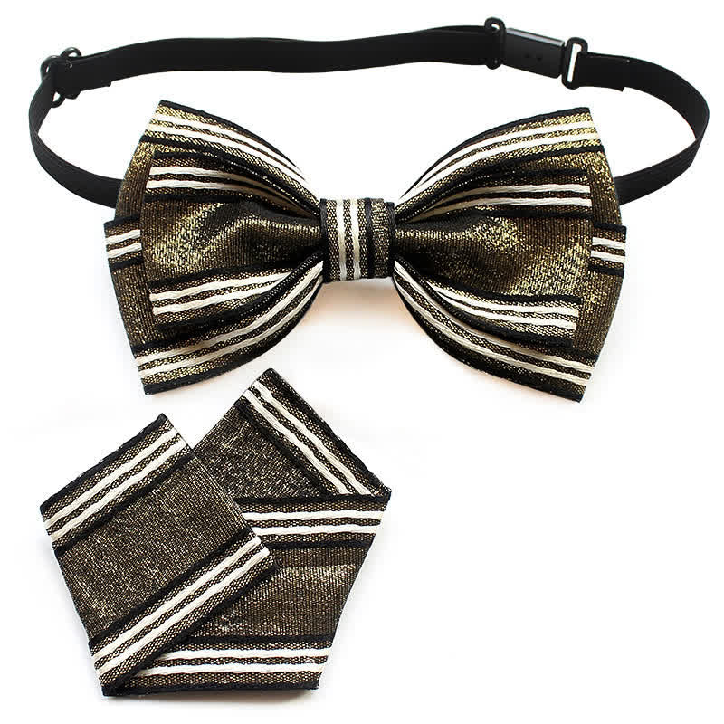 2Pcs Men's Pleated Striped Bow Tie Set - Image 4