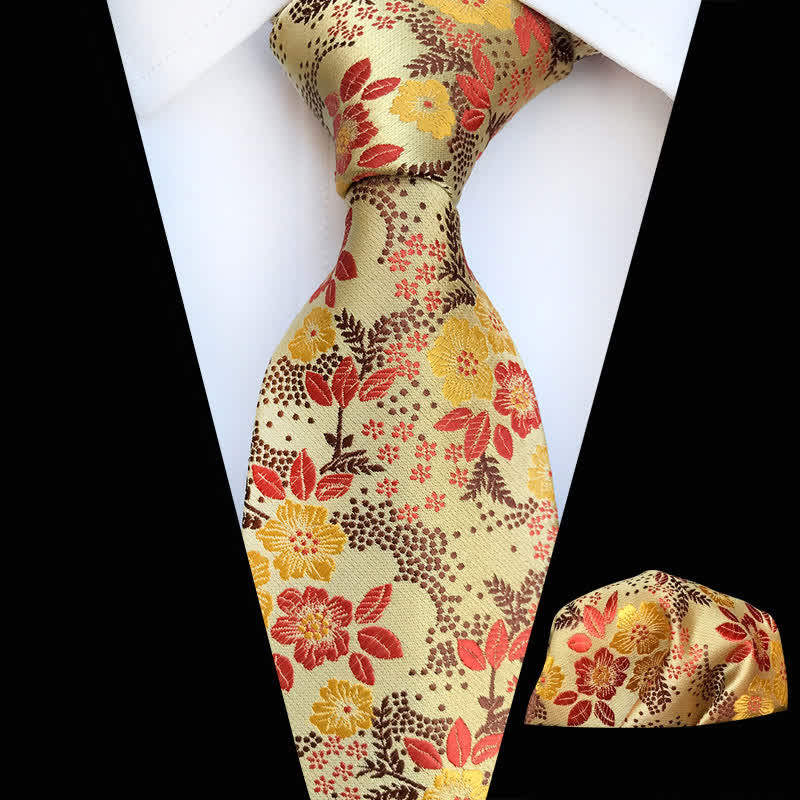 2Pcs Men's Plum Blossoms Floral Necktie Set - Image 10