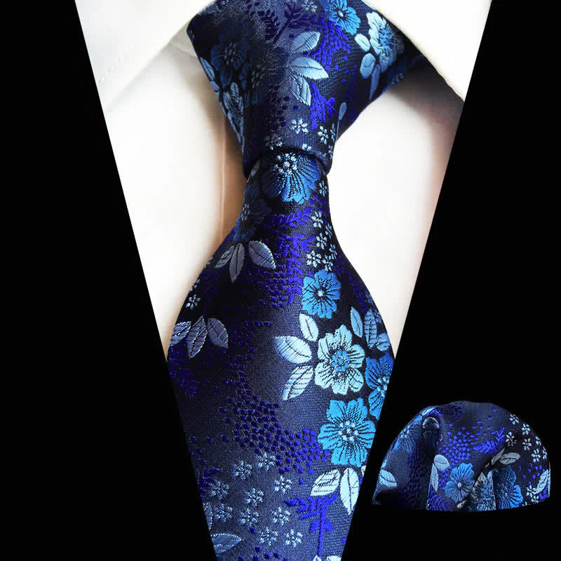 2Pcs Men's Plum Blossoms Floral Necktie Set - Image 5