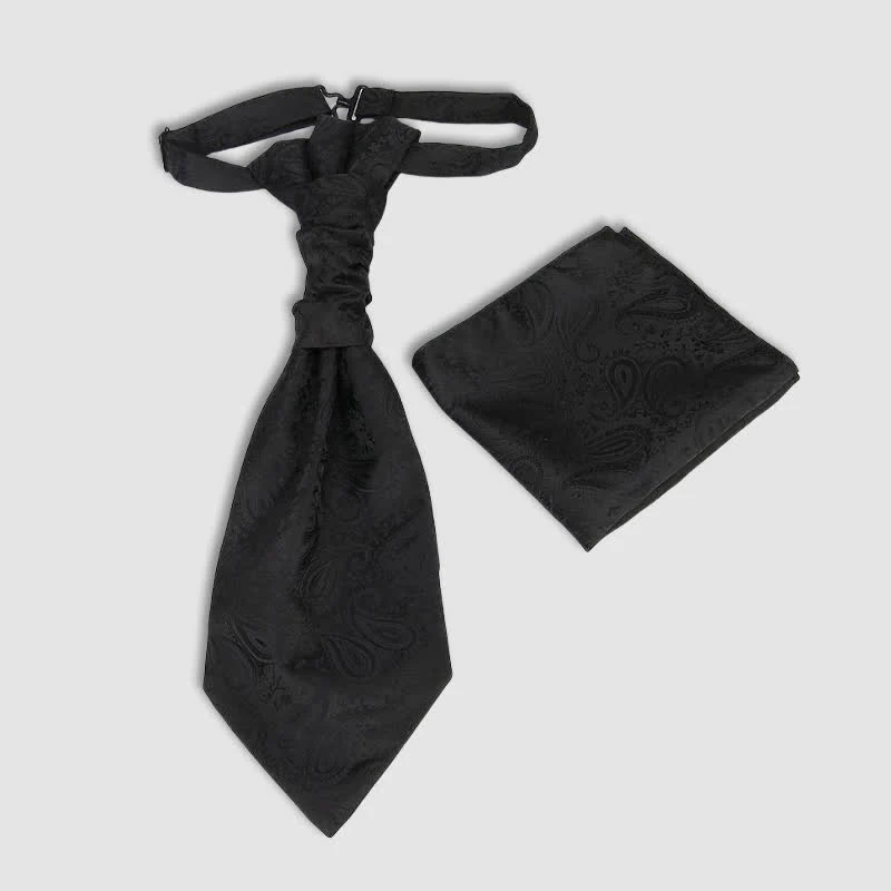 2Pcs Men's Pre-Tied Paisley Wrinkle Knot Necktie Pocket Square - Image 3