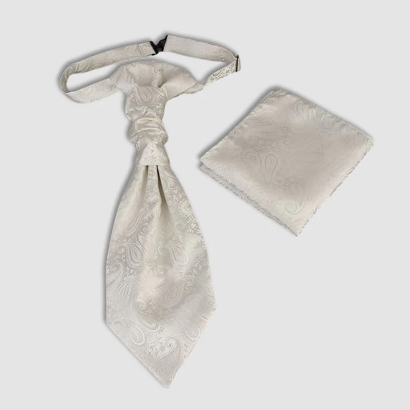 2Pcs Men's Pre-Tied Paisley Wrinkle Knot Necktie Pocket Square - Image 4